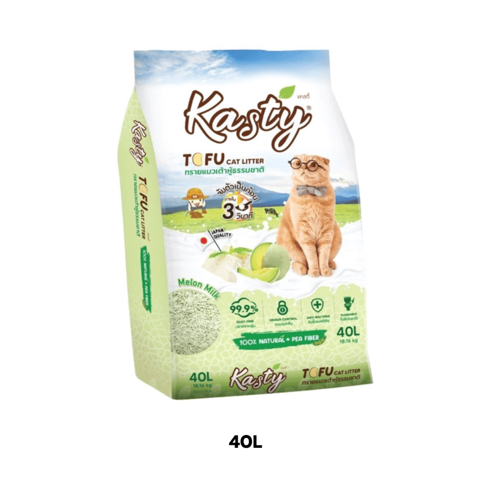 ทรายแมวเต้าหู้ kasty กลิ่นนมเมล่อน ขนาด 40 ลิตร_5